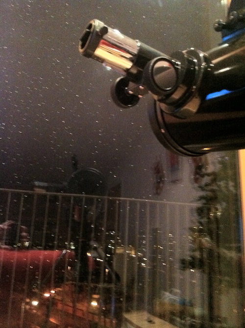 My new telescope on the balcony